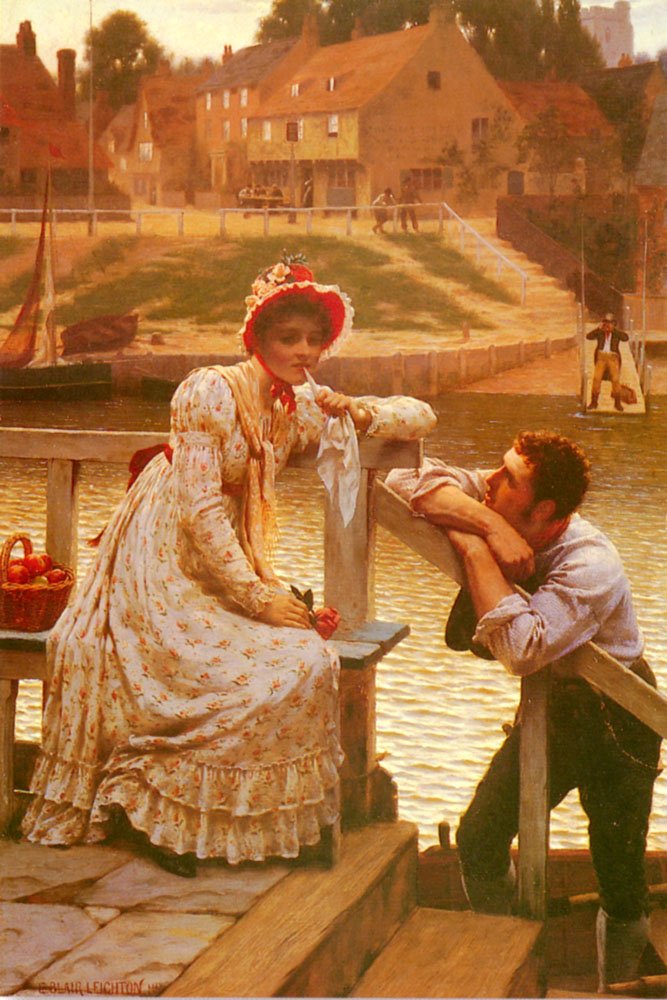 Udvarlás alkotó: Edmund Leighton