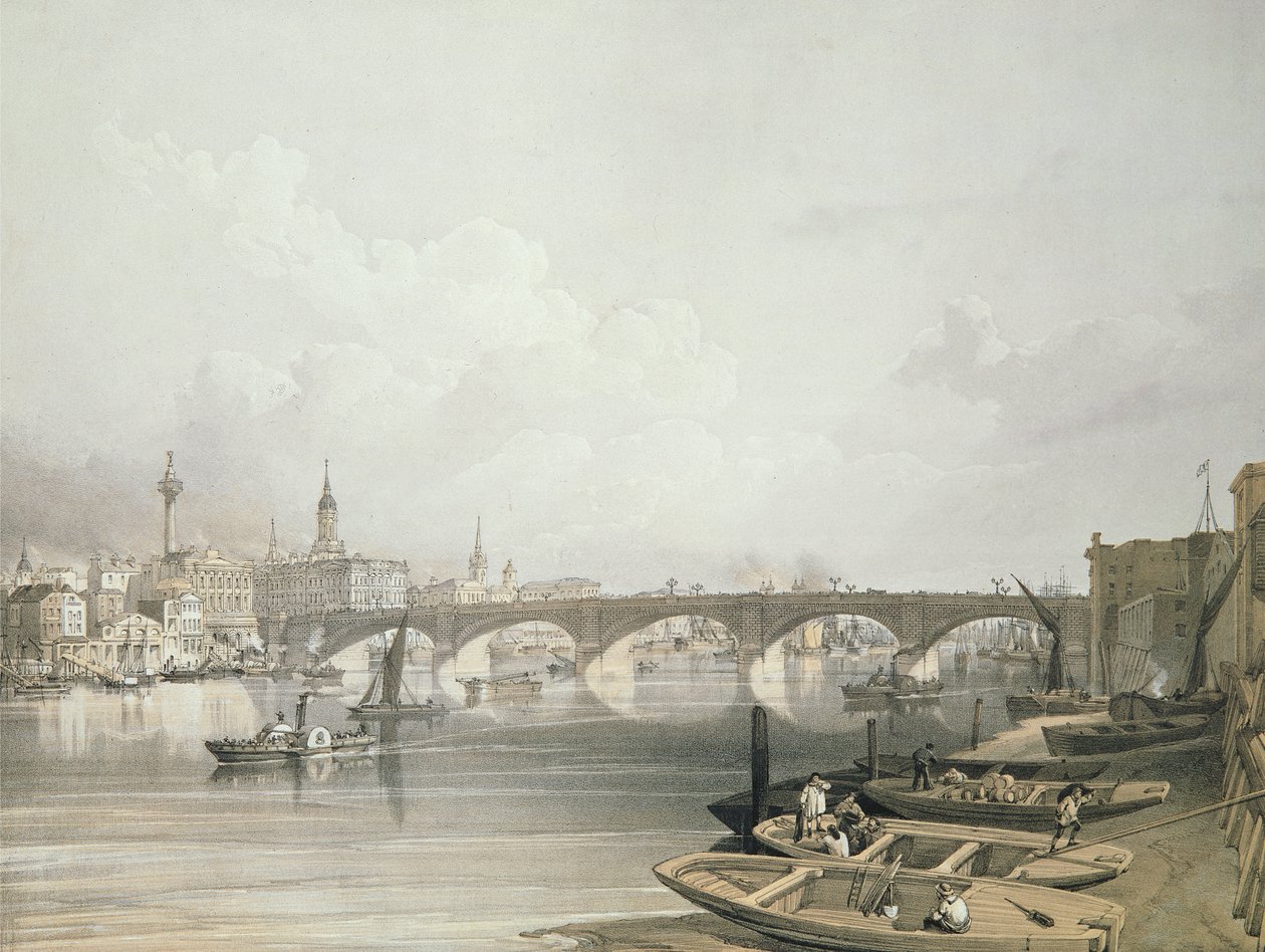 London Bridge, a híd fölött, William Simpson (1823-99) metszete, pub. 1852, Lloyd Bros. und Co. (litográfia) alkotó: Edmund Walker