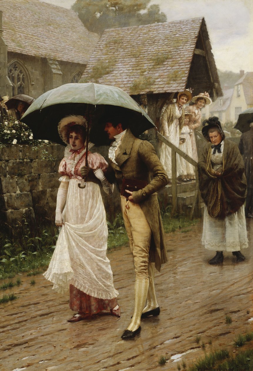 Egy nedves vasárnap reggel, 1896 alkotó: Edmund Blair Leighton