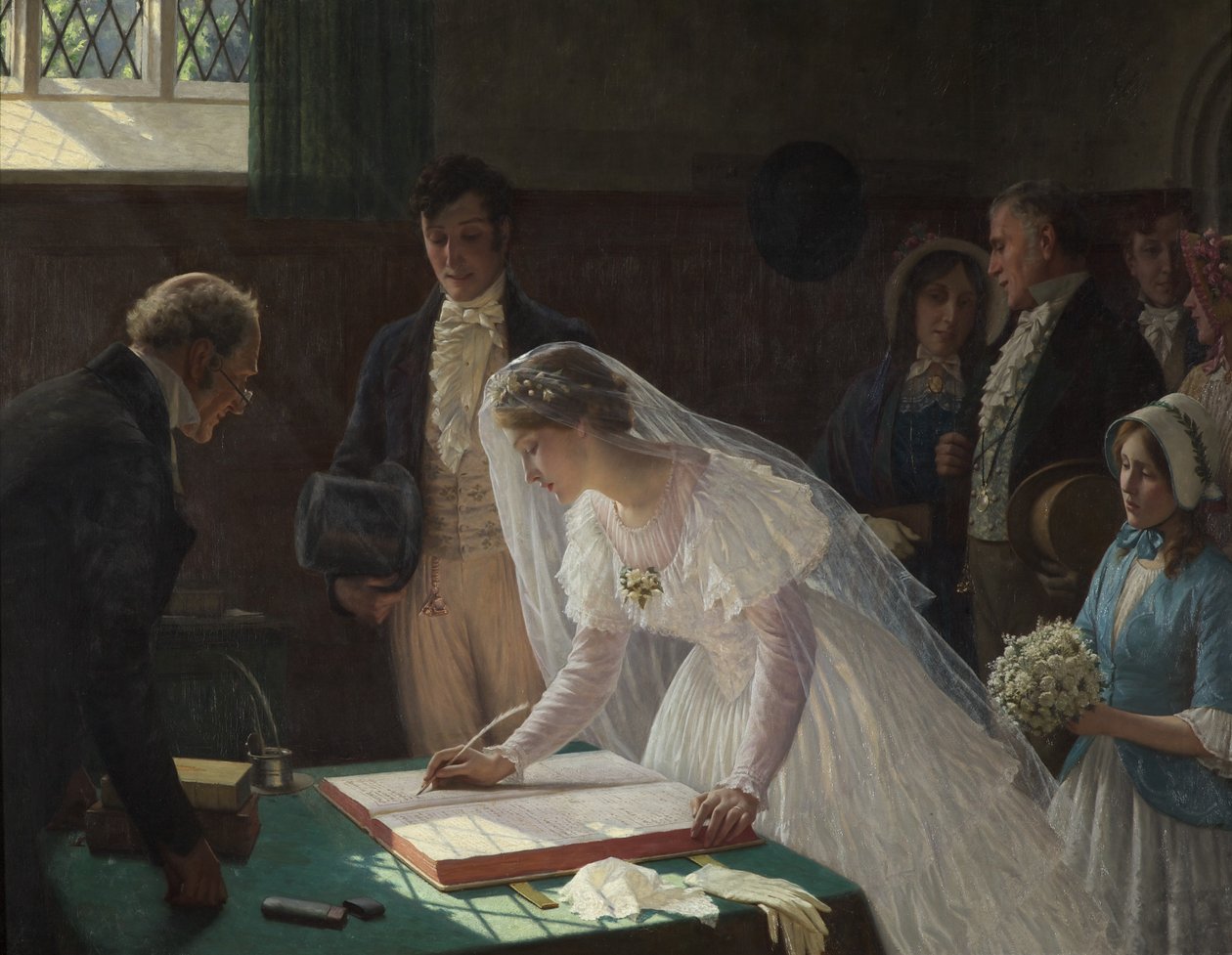 Jegyzék aláírása (olaj, vászon) alkotó: Edmund Blair Leighton