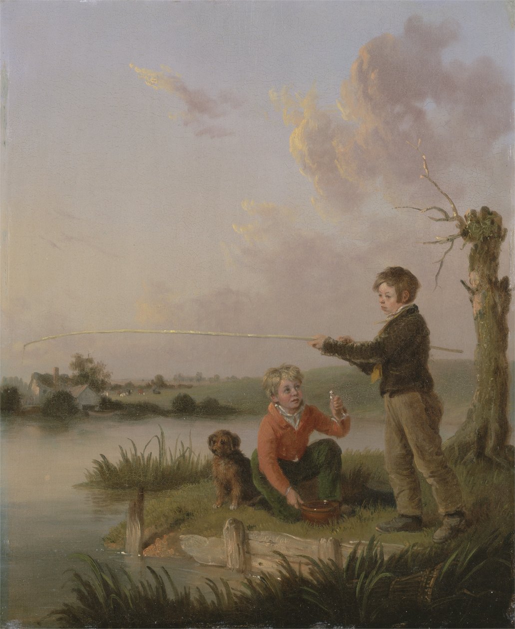 Fiatal horgászok (olaj a panelen) alkotó: Edmund Bristow