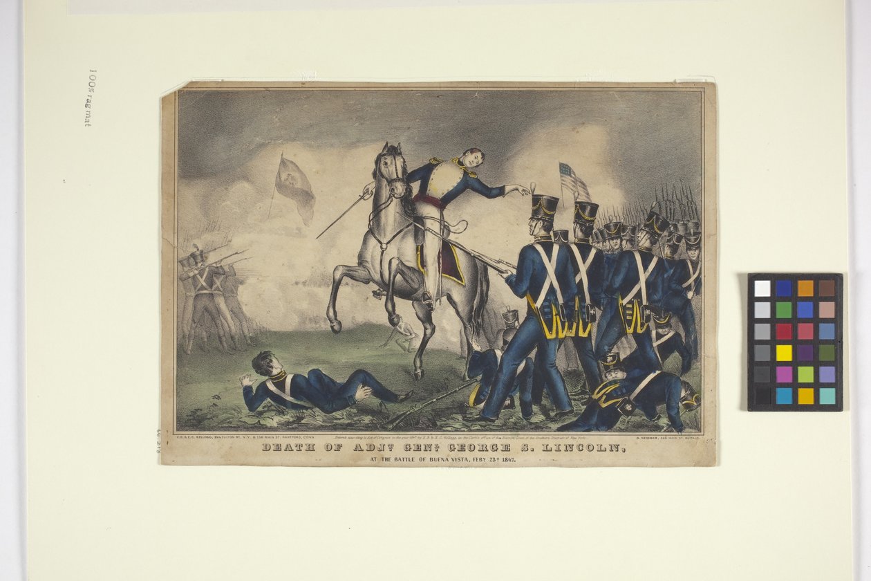 Death Of Adjt. Genl. George S. Lincoln (kézzel színezett litográfia) alkotó: Edmund Burke Kellogg