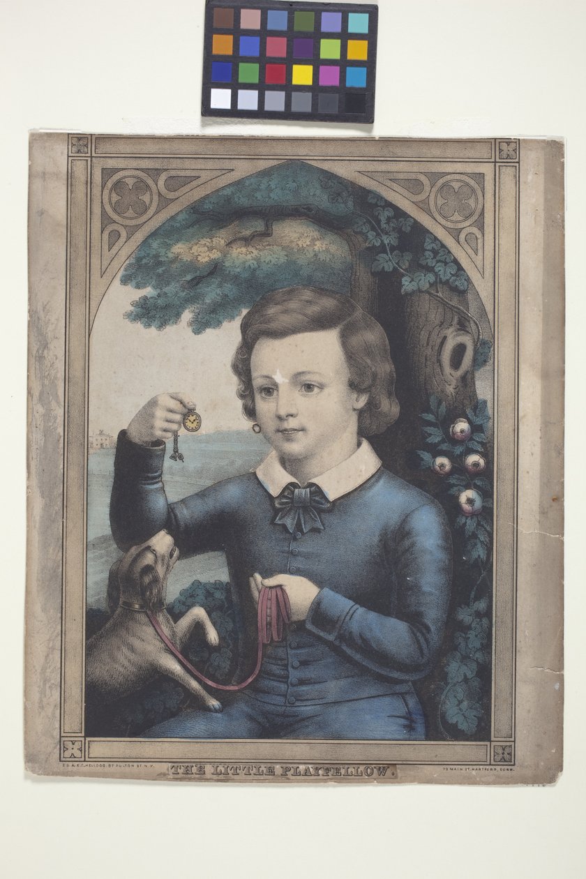 A kis játszótárs (kézzel színezett litográfia) alkotó: Edmund Burke Kellogg