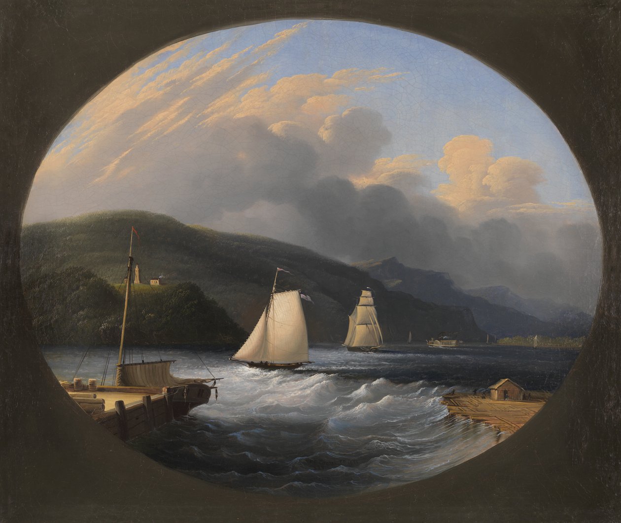 Cornwall Landing, Hudson folyó, 1851 alkotó: Edmund C. Coates