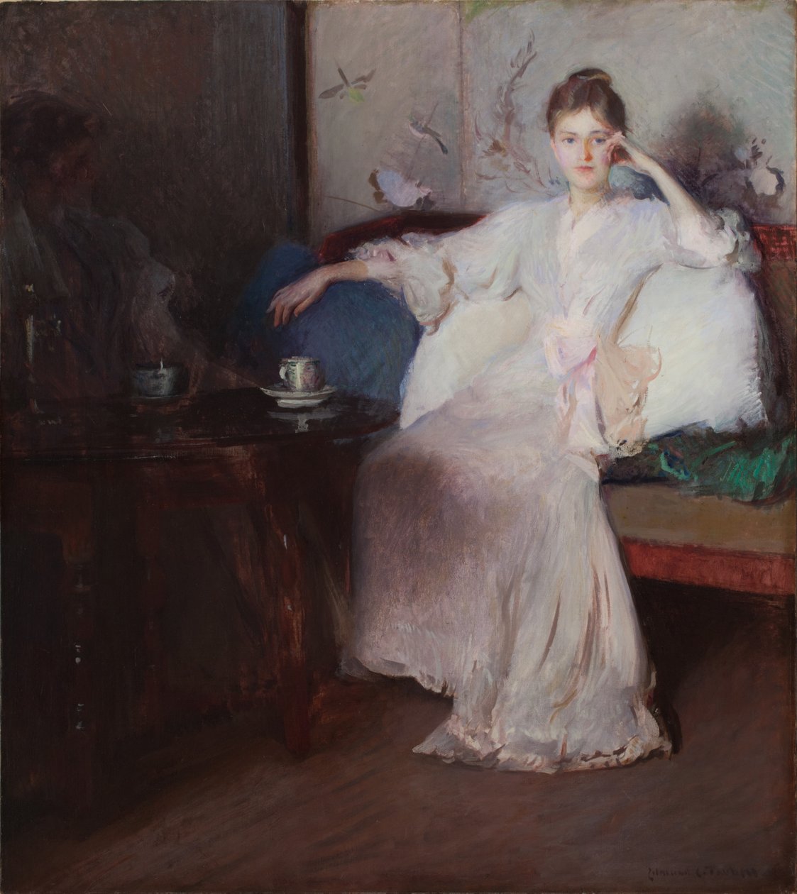 Rózsaszín és szürke elrendezés (délutáni tea) alkotó: Edmund Charles Tarbell