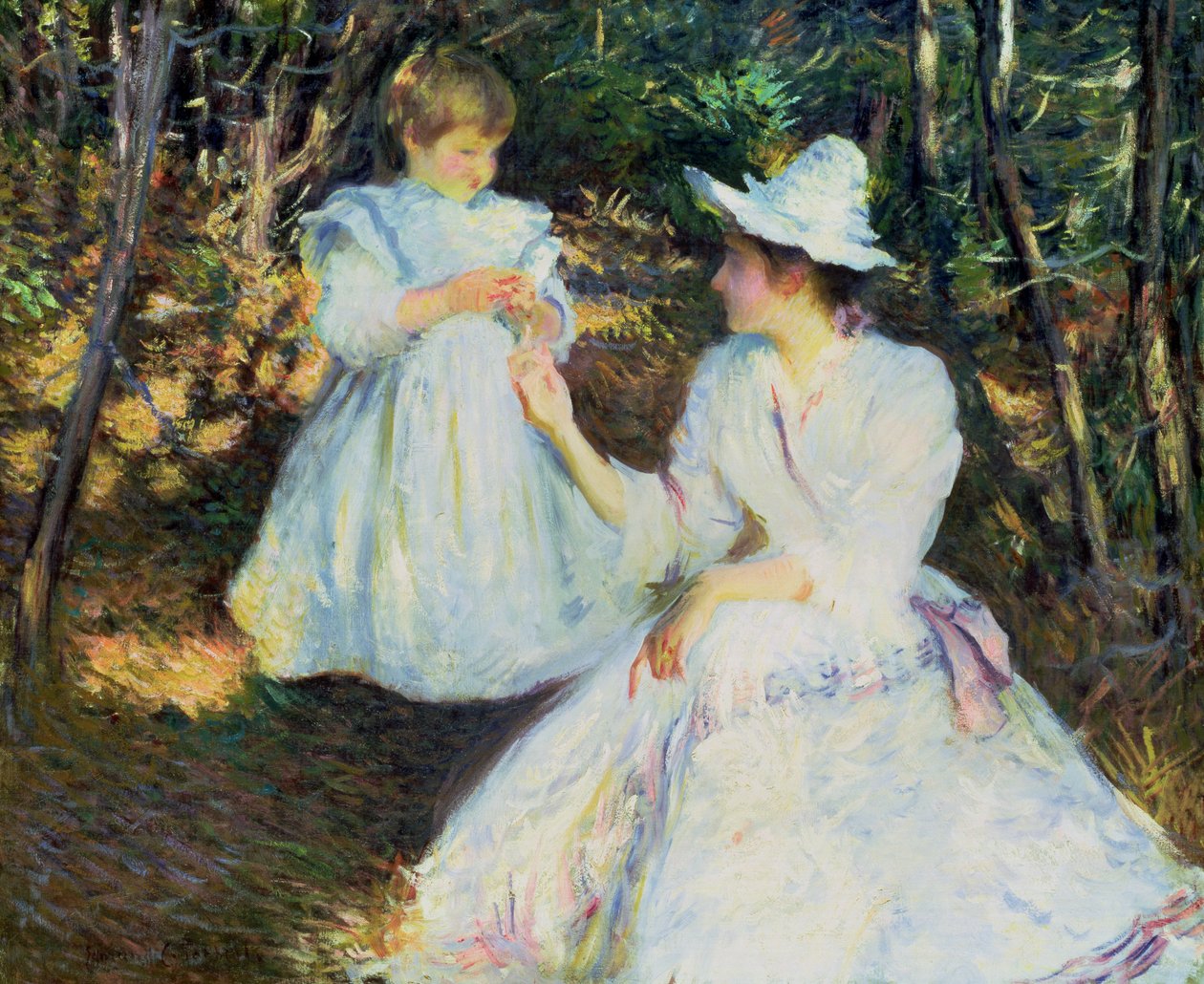 Anya és gyermeke Pine Woodsban, 1893 körül (olaj, vászon) alkotó: Edmund Charles Tarbell