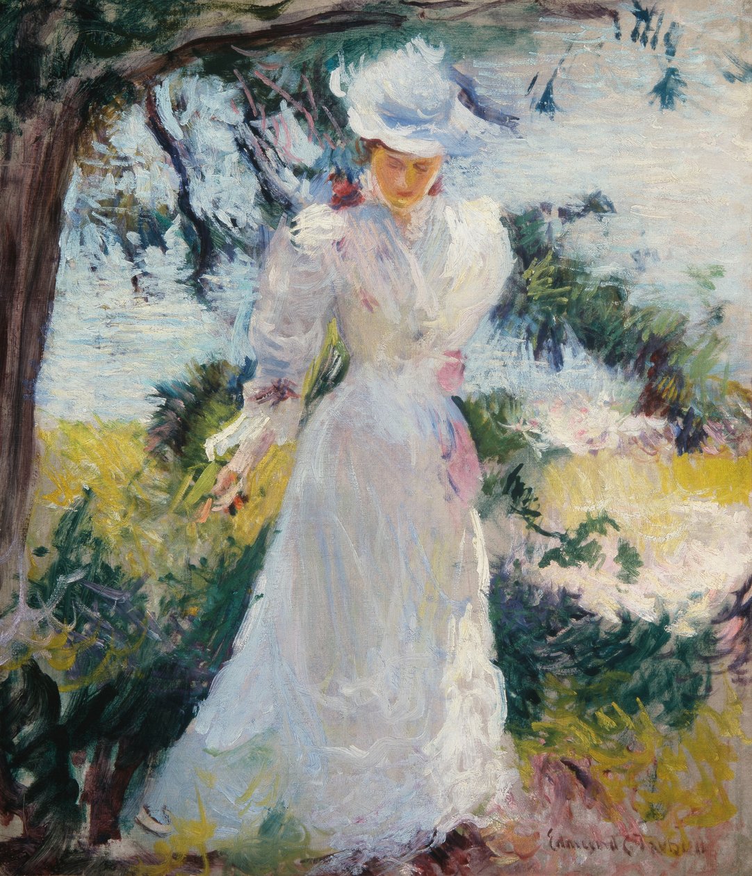 A feleségem, Emeline, egy kertben alkotó: Edmund Charles Tarbell