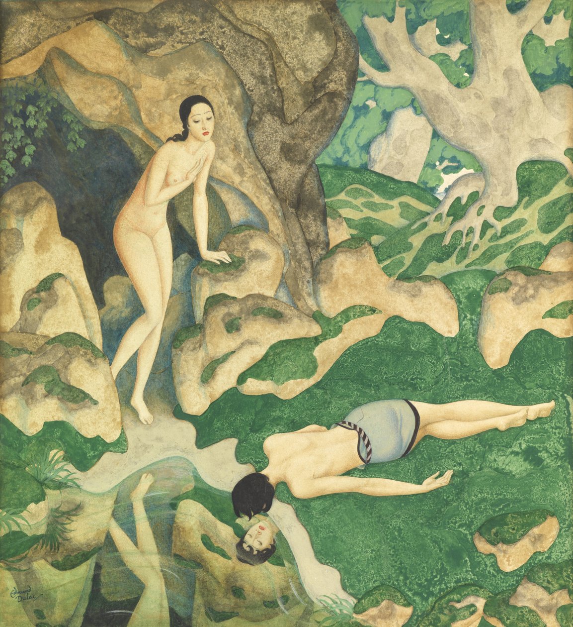 Echo és Nárcisz (akvarell és gouache, papír) alkotó: Edmund Dulac