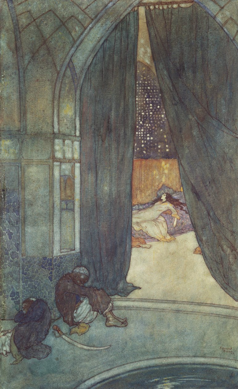 "Látta a fekete eunuchokat aludni" alkotó: Edmund Dulac