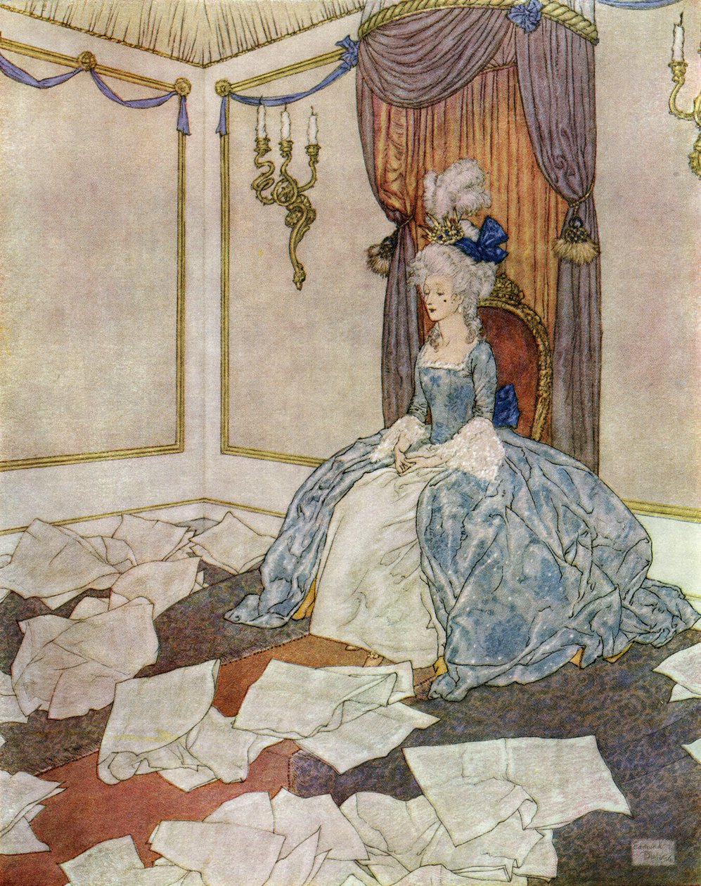 Elolvasta a világ összes újságját, és újra elfelejtette őket, olyan okos ő, címlapkép a "Hókirálynőből". alkotó: Edmund Dulac