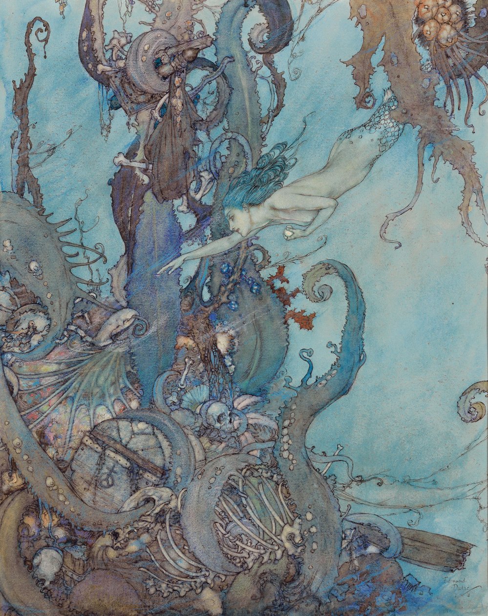 A kis hableány, "A fényes folyadék puszta látványától rémülten hátráltak" alkotó: Edmund Dulac