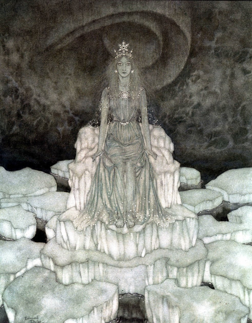 "A hókirálynő": A Hókirálynő Majeste-ben alkotó: Edmund Dulac