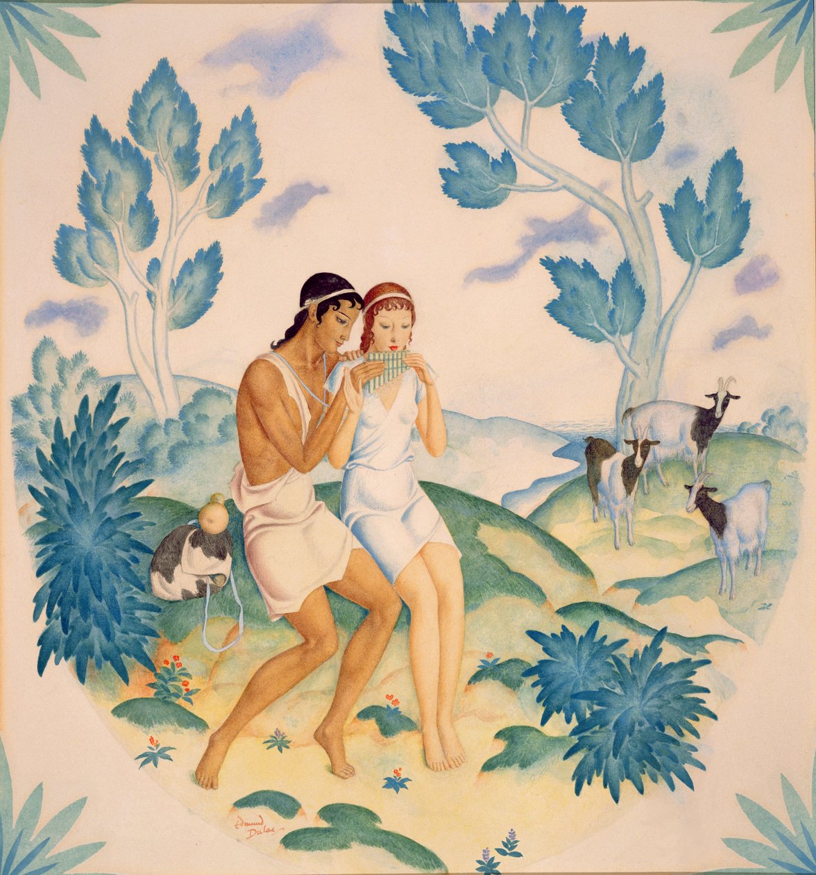 A fiatal pár, Daphnis és Chloe (akvarell, papír) alkotó: Edmund Dulac