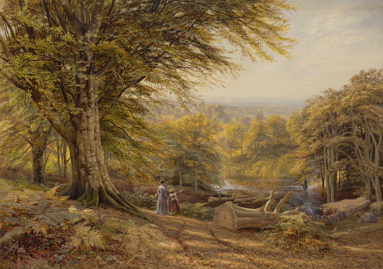 Szénégetők Weybridge közelében, Surrey, 1870 (wc és testszín papíron) alkotó: Edmund George Warren