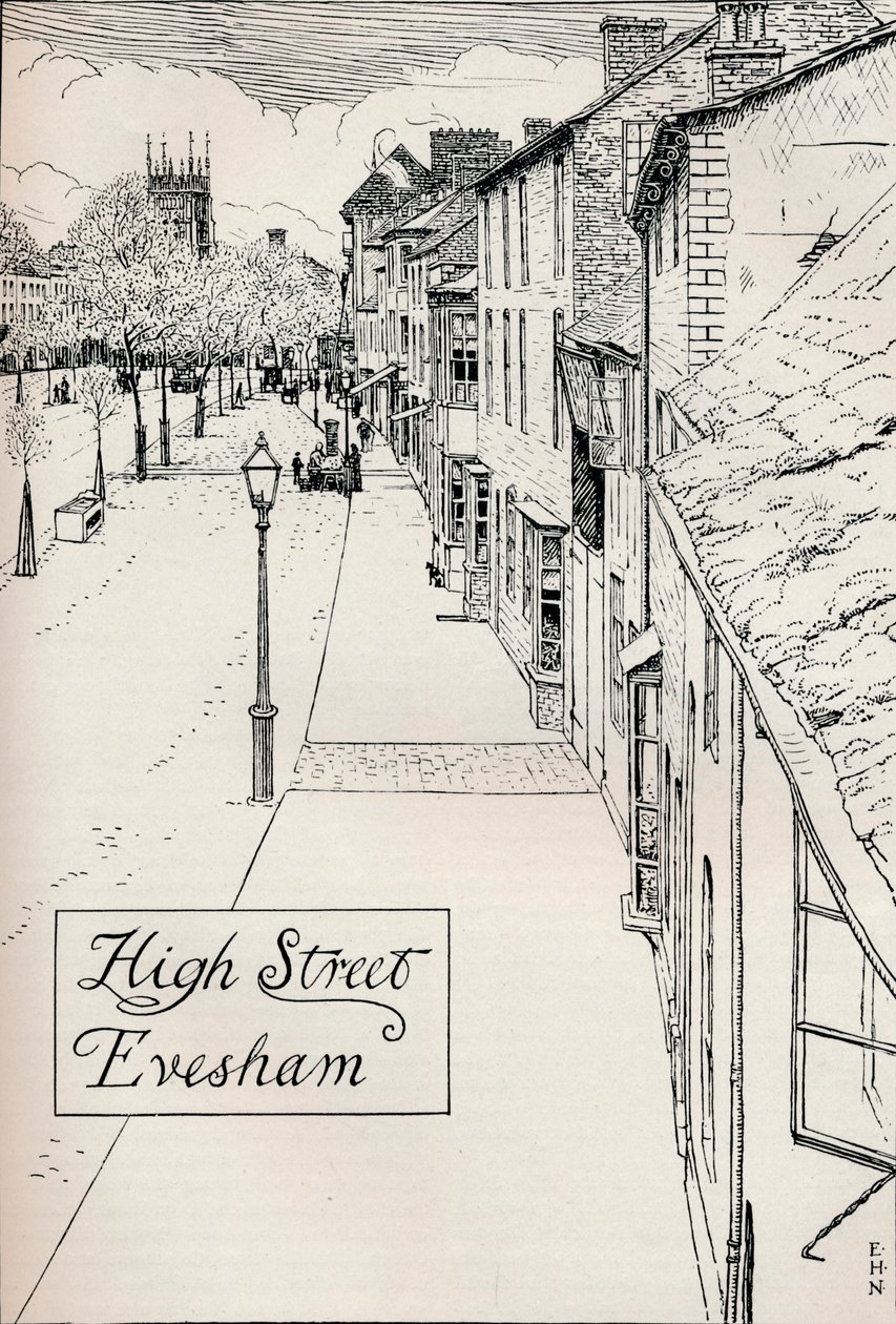 High Street Evesham, 19. század alkotó: Edmund Hort New