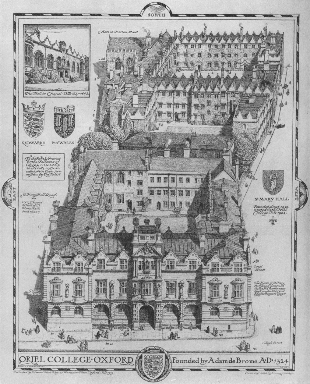 Oriel College, Oxford, 1919 alkotó: Edmund Hort New