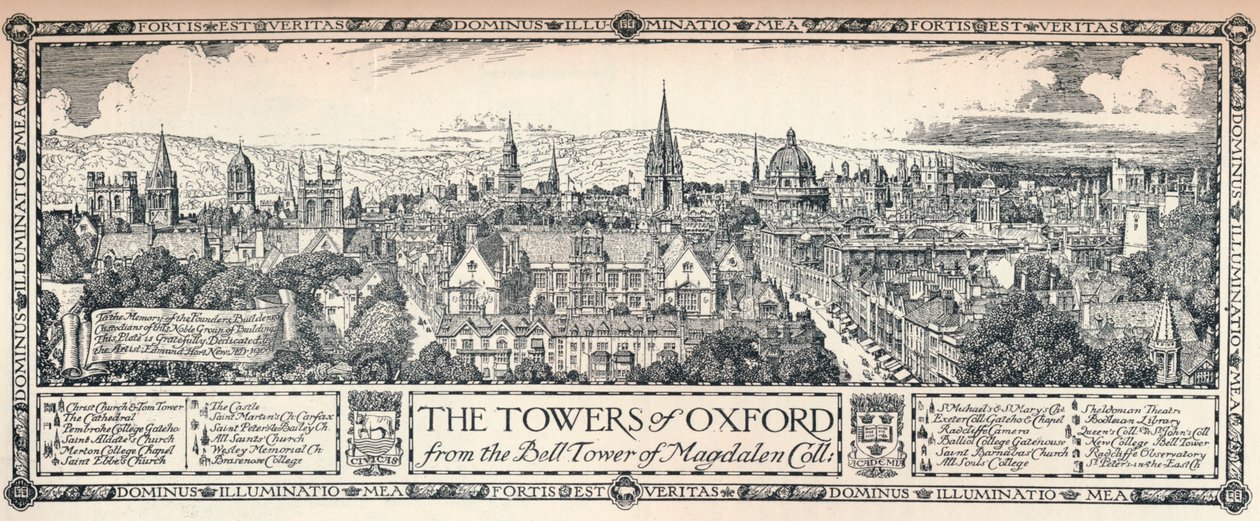 Oxford tornyai, 1905 alkotó: Edmund Hort New
