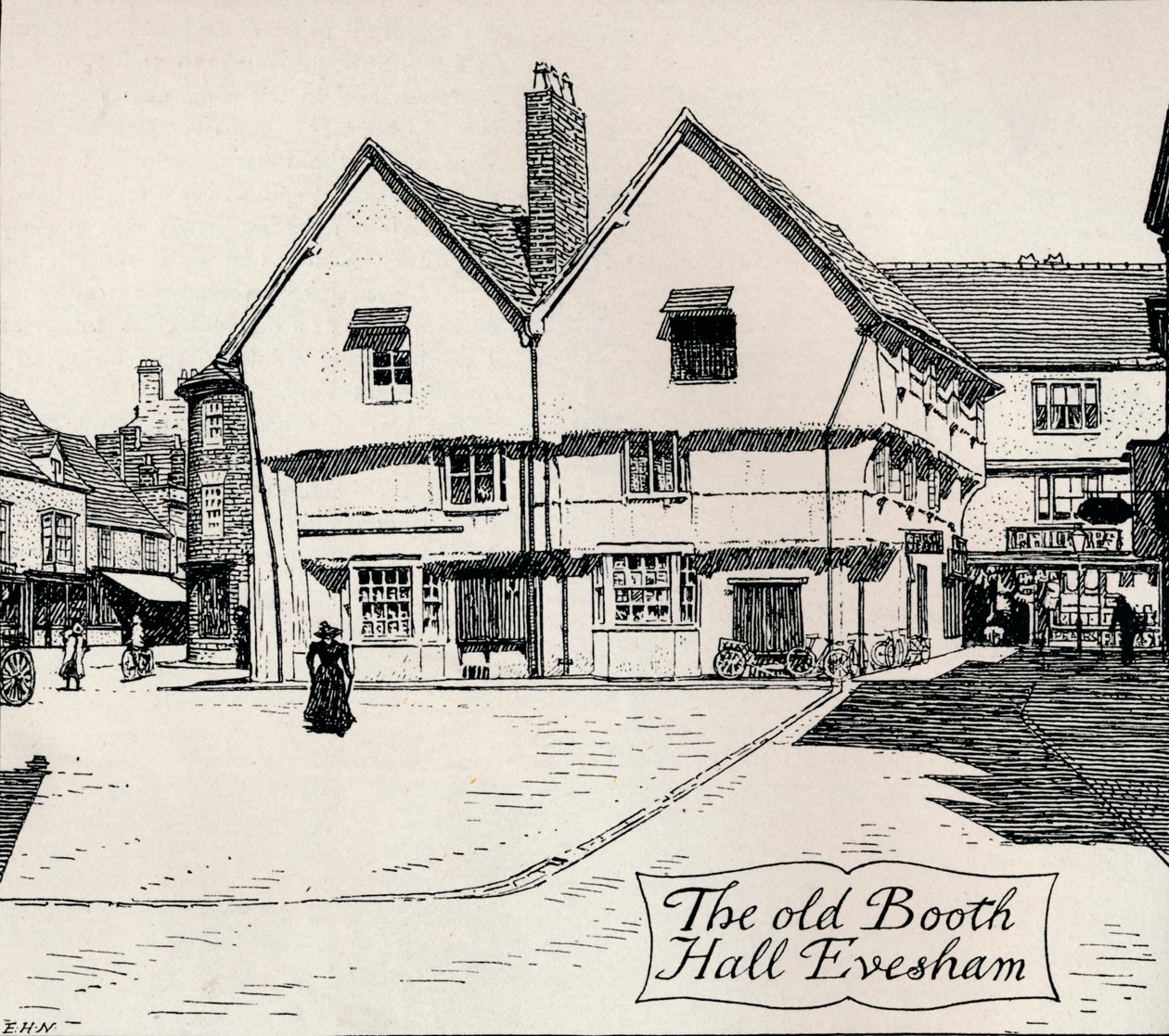 A régi Booth Hall, Evesham, 19. század alkotó: Edmund Hort New