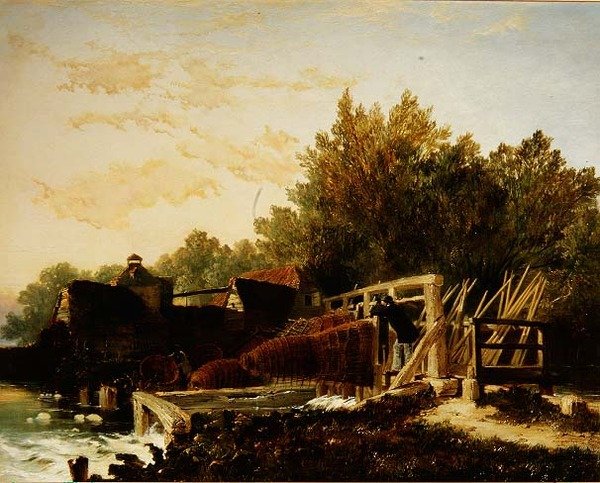 Árvízkárok Bucksban, Mapledurham, Berks, reggel alkotó: Edmund John Niemann