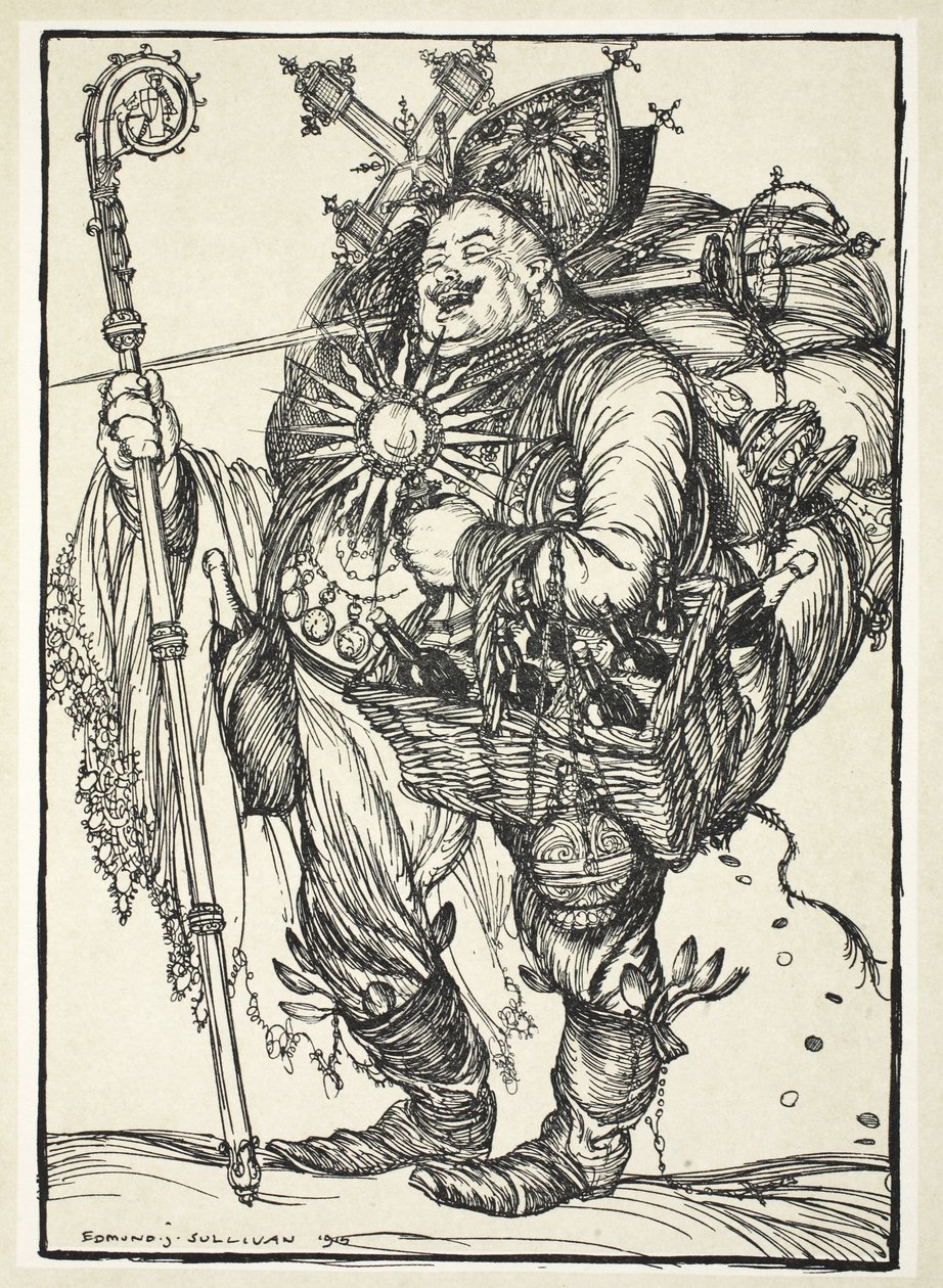 Herr Michel ADC, a koronahercegnek, amikor visszatért az Ígéret Földjéről, illusztrációja Edmund J. Sullivan A császár füzéréből, pub. 1916 alkotó: Edmund Joseph Sullivan