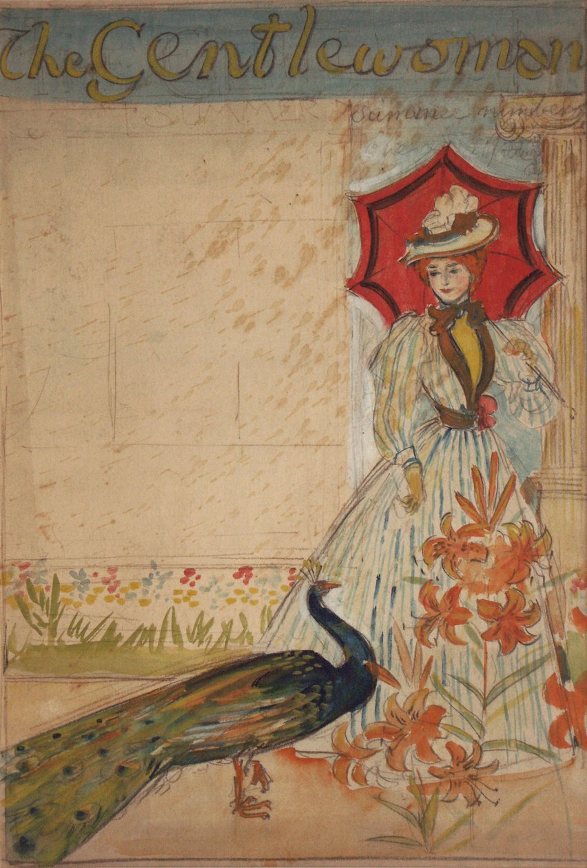 The Gentlewoman, (recto); Support Home Industries (verso), 1905 körül (gouache over pencil on card) alkotó: Edmund Joseph Sullivan