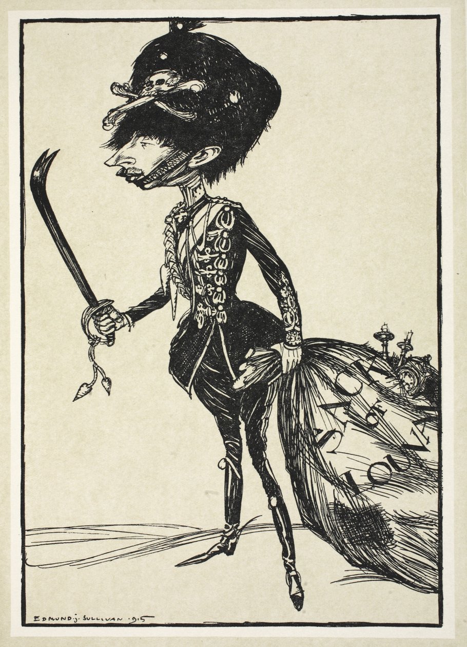 A Hohenzollern reménysége („A jó német kard”), illusztráció a Kaiser füzéréből, Edmund J. Sullivan, pub. 1916 alkotó: Edmund Joseph Sullivan
