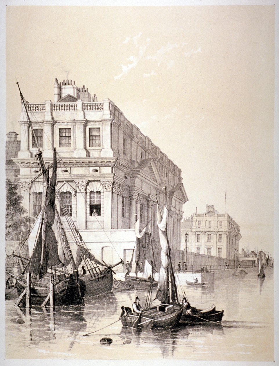 A Royal Naval Hospital, Greenwich, London, 1838. alkotó: Edmund Patten