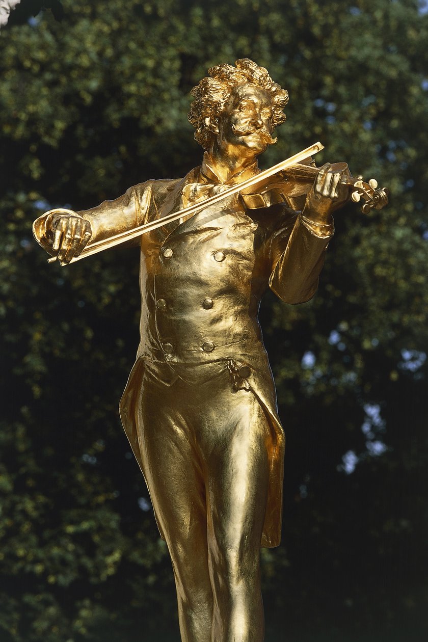 Zenész szobra, Johann Strauss szobor, Bécs, Ausztria alkotó: Edmund Ritter von Hellmer