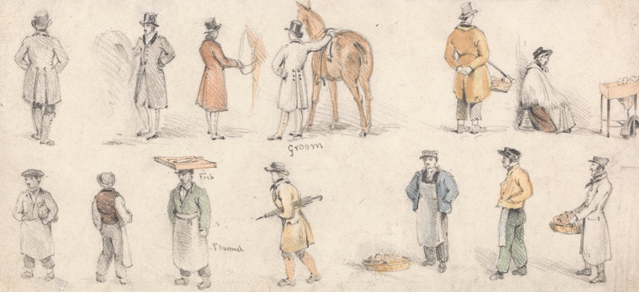 Kereskedők és vőlegények tanulmányai alkotó: Edmund Thomas Parris