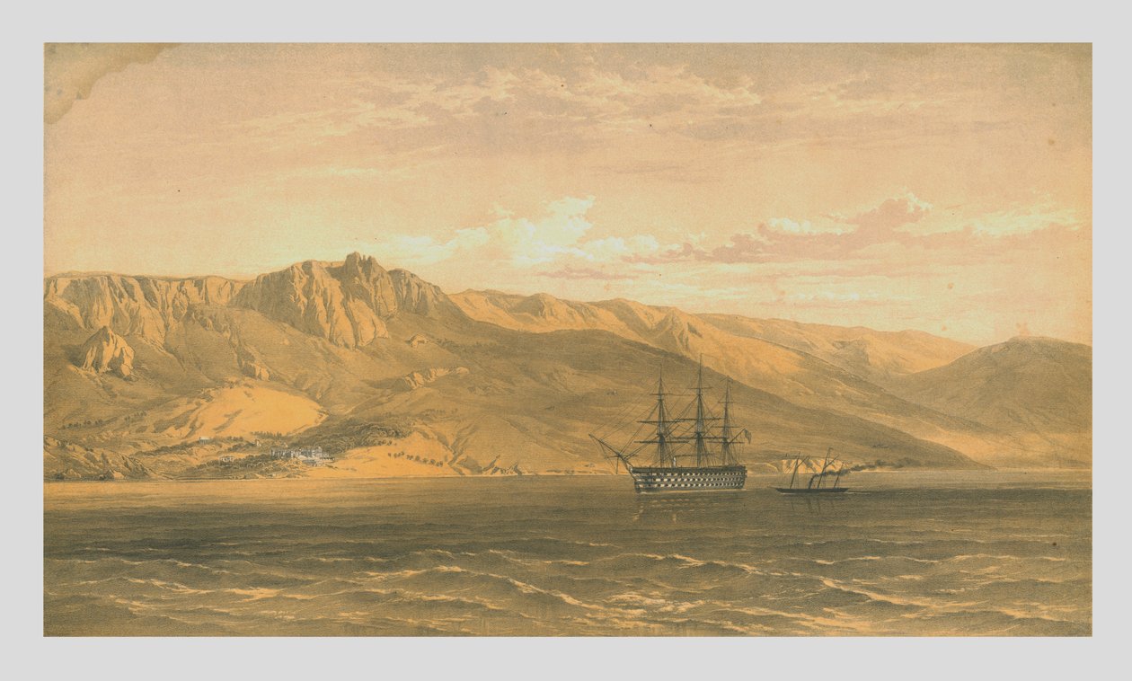 Woronzoffs herceg palota Jalta közelében, a Krím déli partján, 1854, 1855. alkotó: Edmund Walker