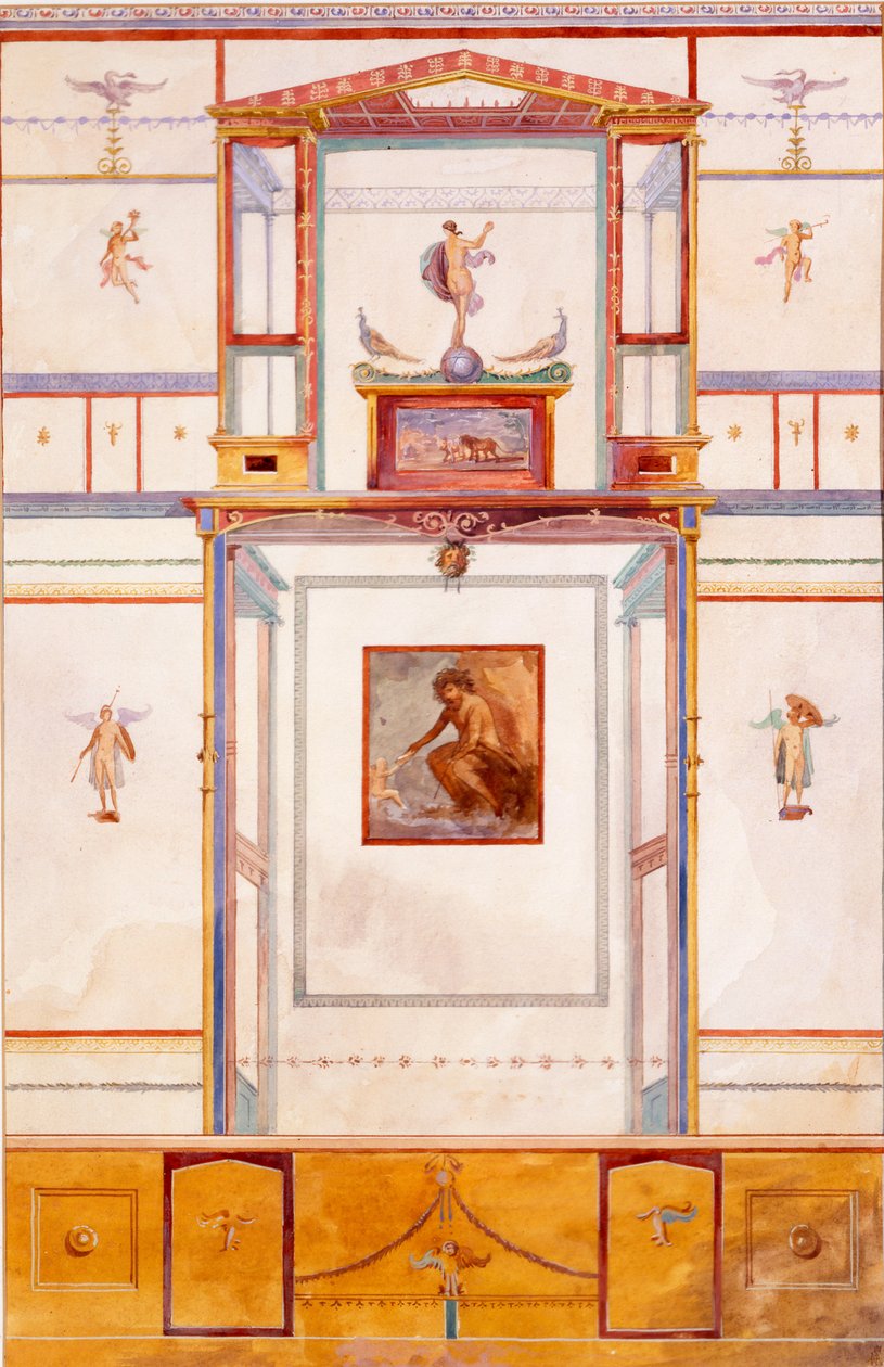 Diptychon az óriás Polyphemusszal, faldísz a Dominus M Lucretius házból, Pompeji alkotó: Edouard Clerievanse