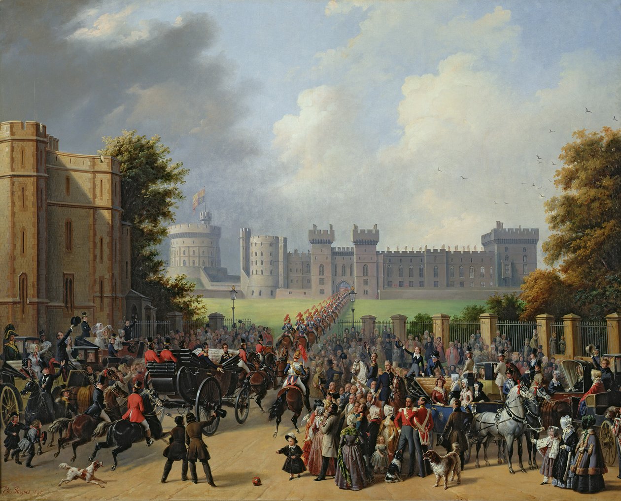 Louis-Philippe (1773-1850) érkezése a windsori kastélyba, 1844. október 8., 1845. alkotó: Edouard Pingret