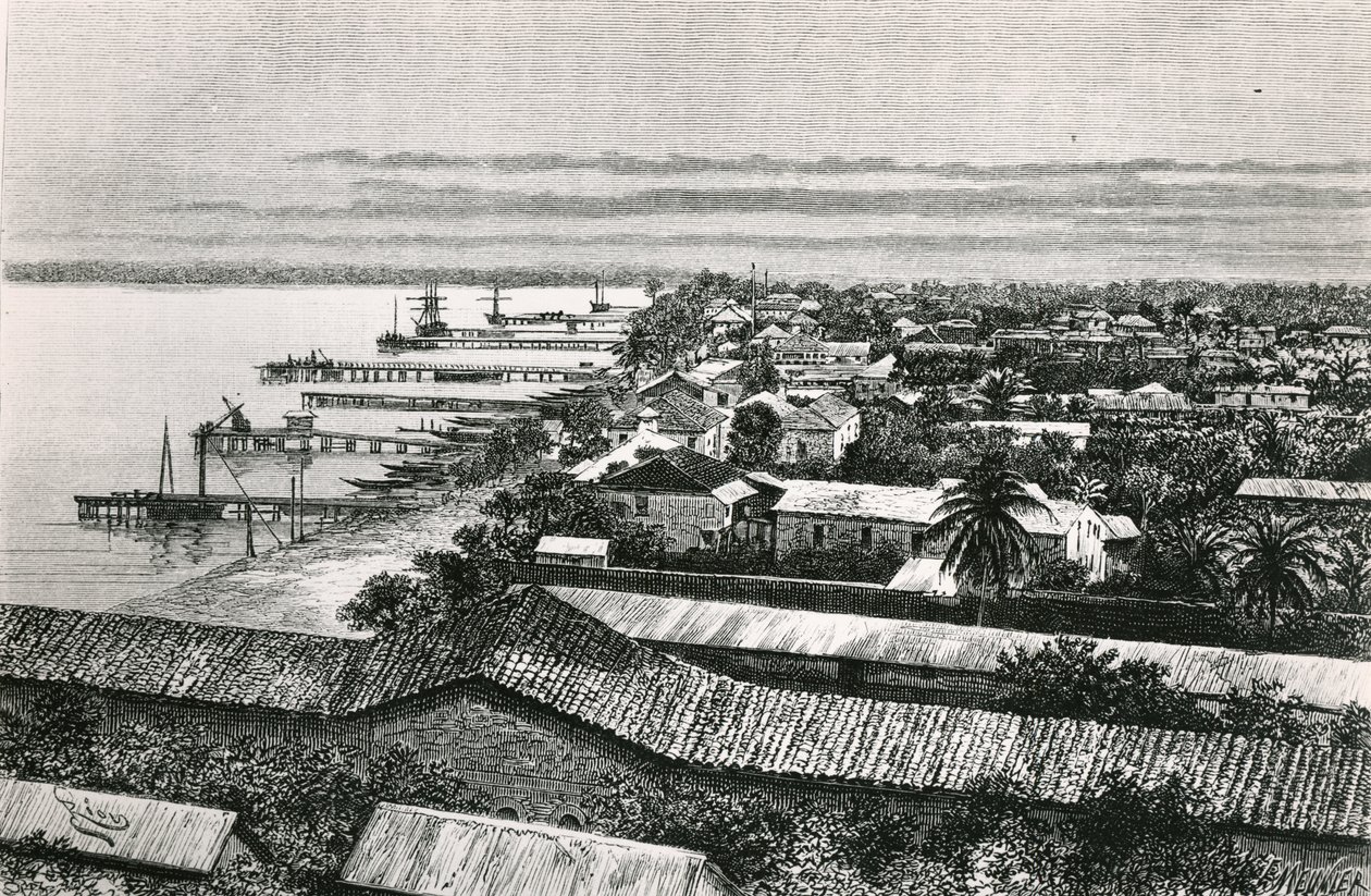 Európai negyed Lagosban, Nigériában, 1887 alkotó: Edouard Riou