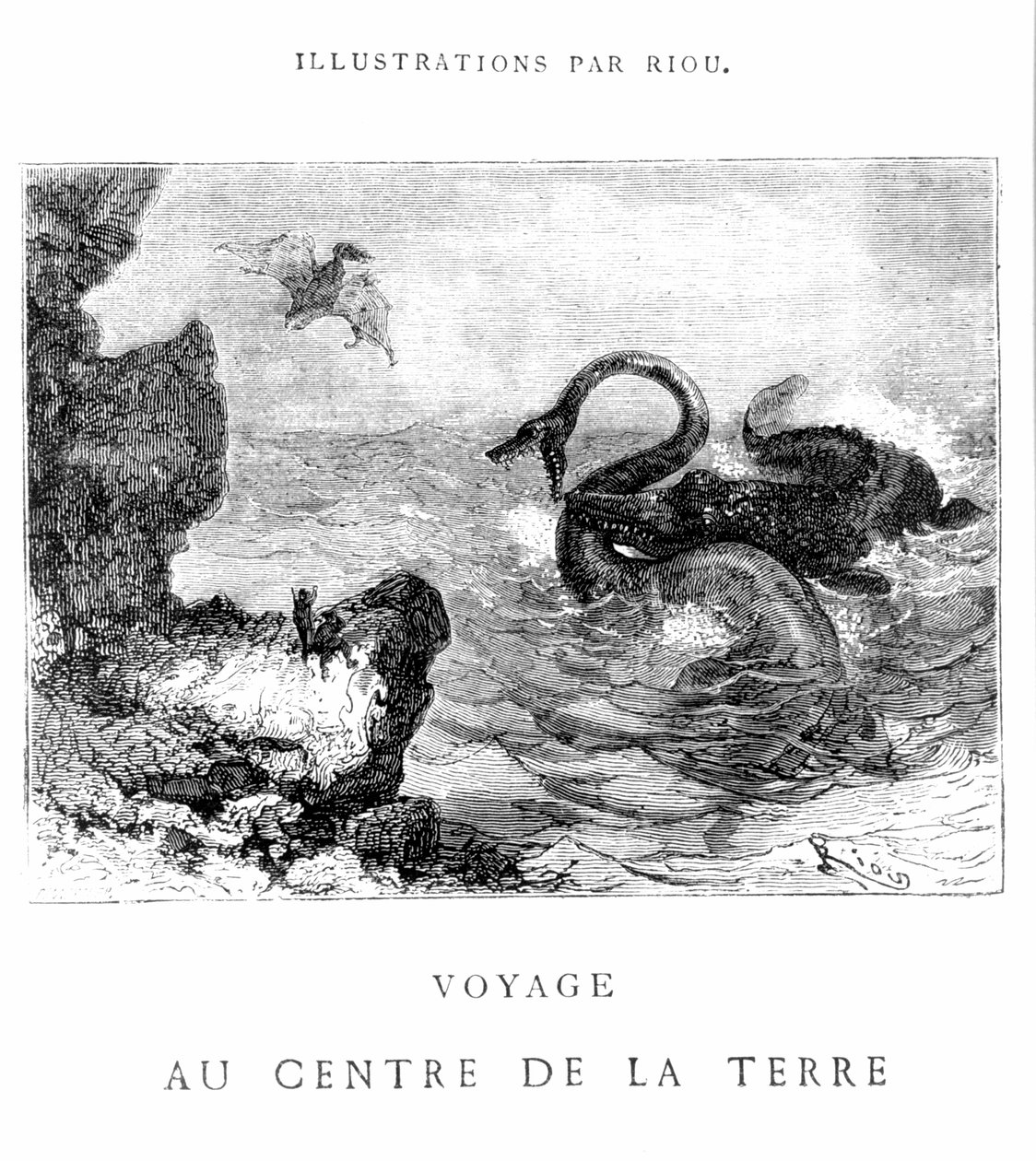 Illusztráció Jules Verne (1828-1905) "Voyage au centre de la terre" című művéből, Pannemaker metszete, kiadó: J. Hetzel, 19. század. alkotó: Edouard Riou