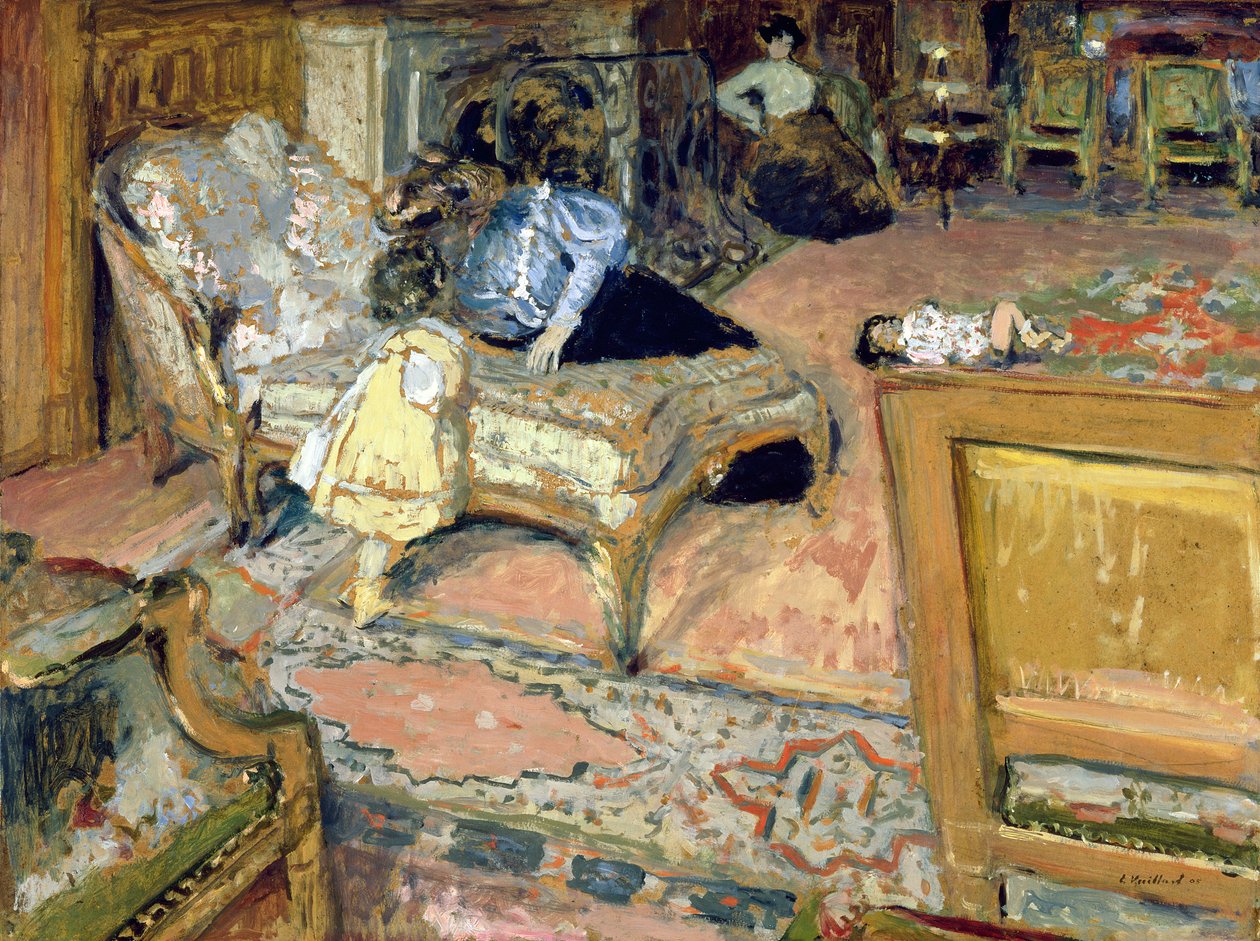 Bizalom (A Bernheim gyerekek a szalonban) 1905 (olaj, karton, falapra fektetve) alkotó: Edouard Vuillard