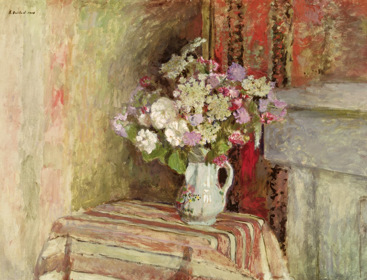 Virágok vázában, 1905 (olaj, kártya) alkotó: Edouard Vuillard
