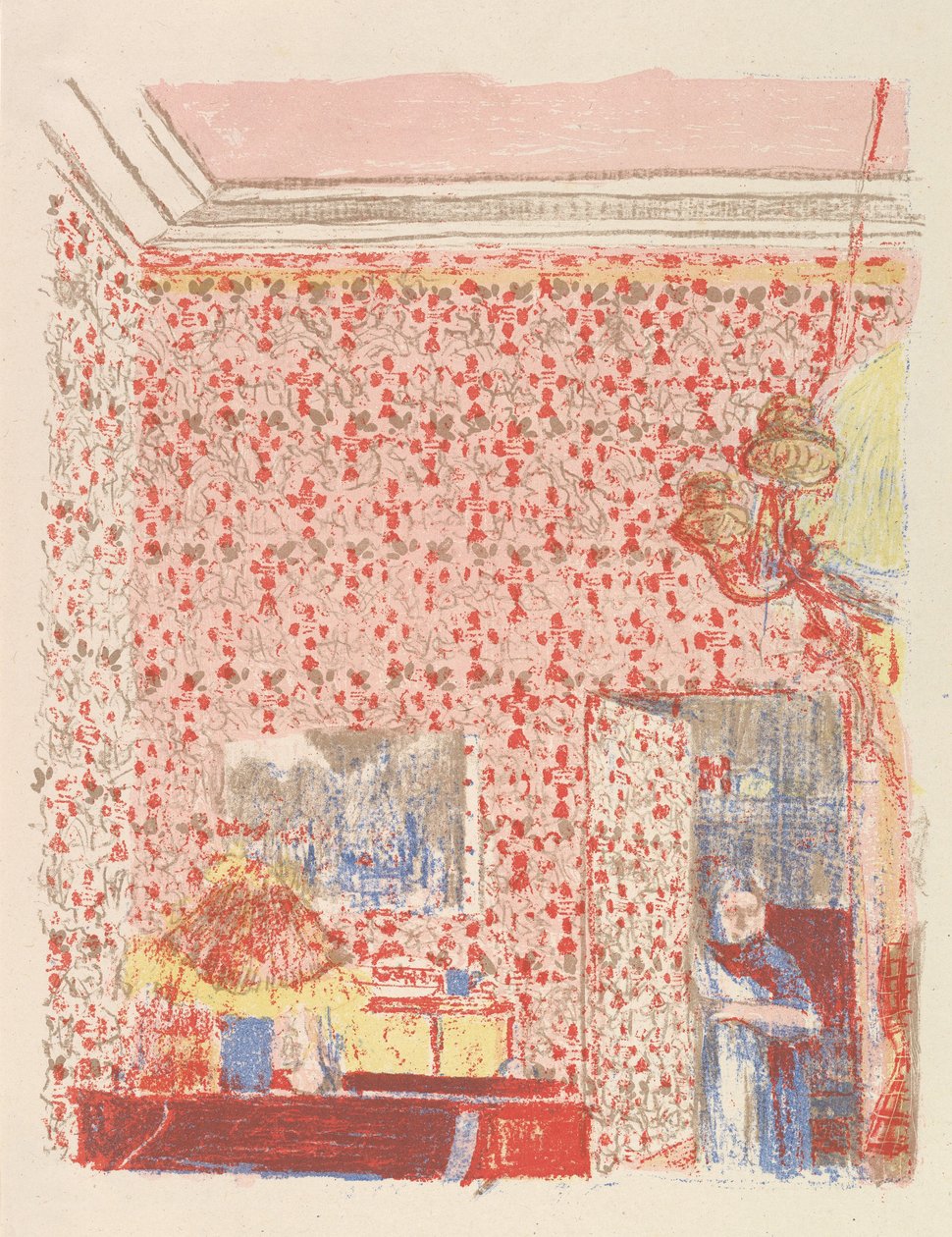 Belső rózsaszín tapétával I, a Paysages et Intérieurs sorozatból, 1899 alkotó: Edouard Vuillard