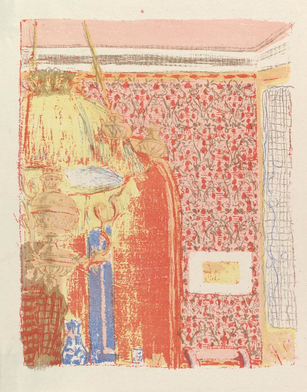 Interior with Pink Wallpaper II, a Tájképek és belső terek sorozatból, 1899 alkotó: Edouard Vuillard