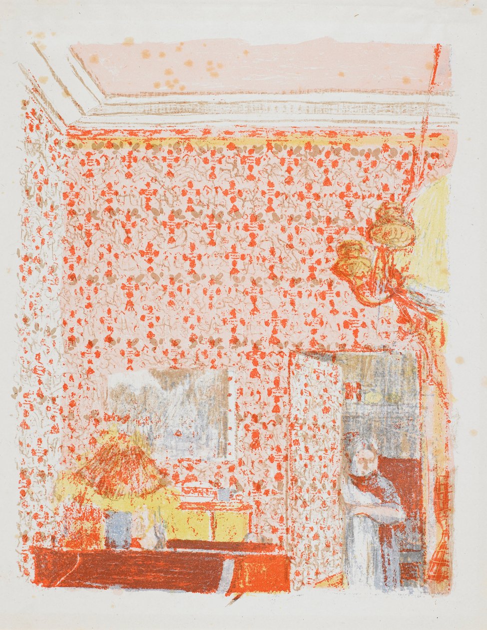Belső rész rózsaszín függönyökkel I. alkotó: Edouard Vuillard
