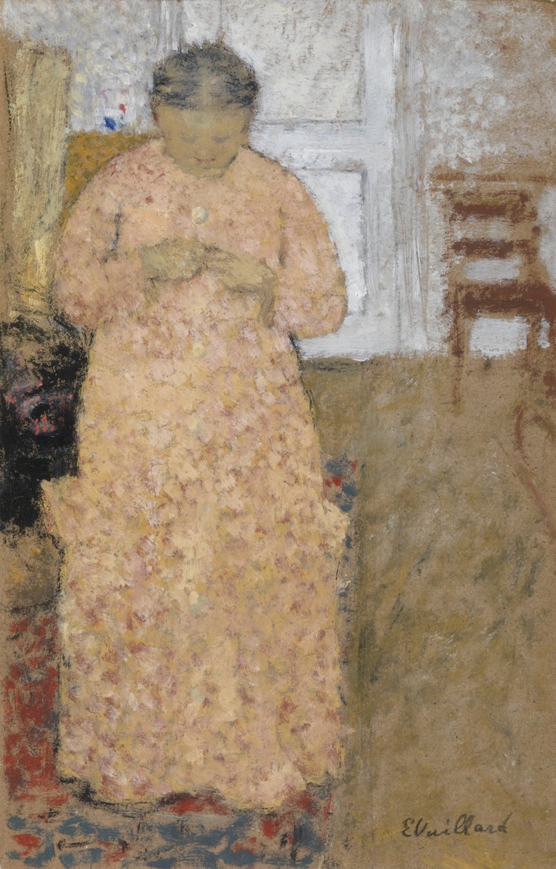 Kötés nő rózsaszín ruha alkotó: Edouard Vuillard