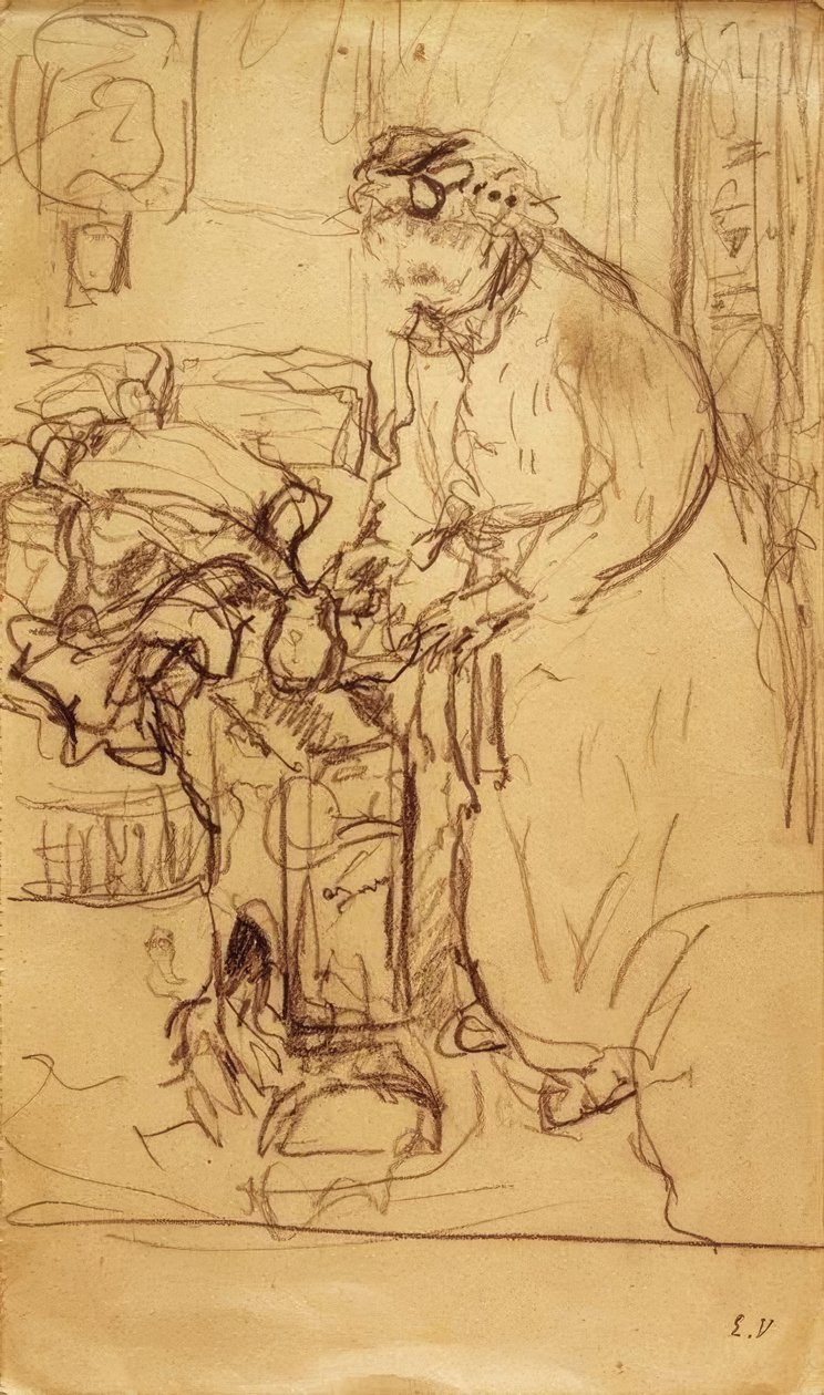 Madame Vuillard egy olajkályha előtt alkotó: Edouard Vuillard