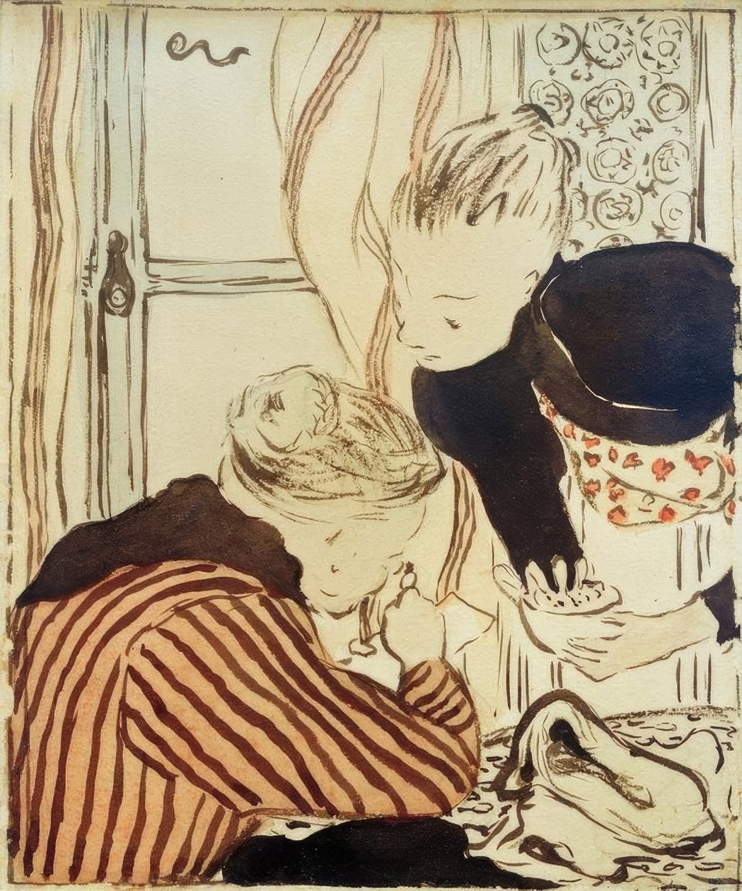 Madame Vuillard és egy fiatal lány alkotó: Edouard Vuillard