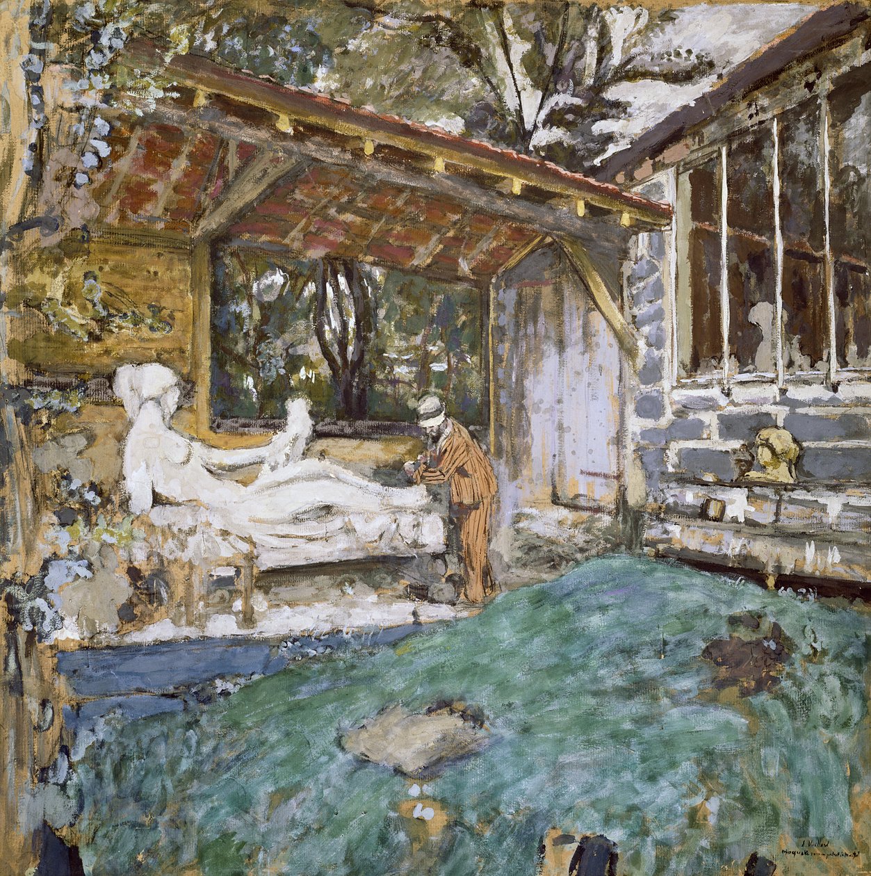 Maillol a Cezanne emlékműnél dolgozik, 1925 körül alkotó: Edouard Vuillard