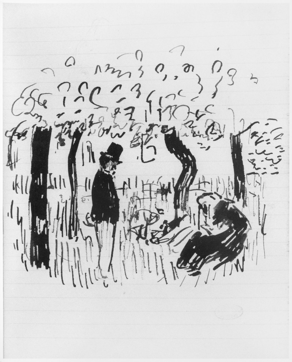 Egy vázlatfüzet oldala, 1890-1940 (toll és tinta vonalas papíron) alkotó: Edouard Vuillard