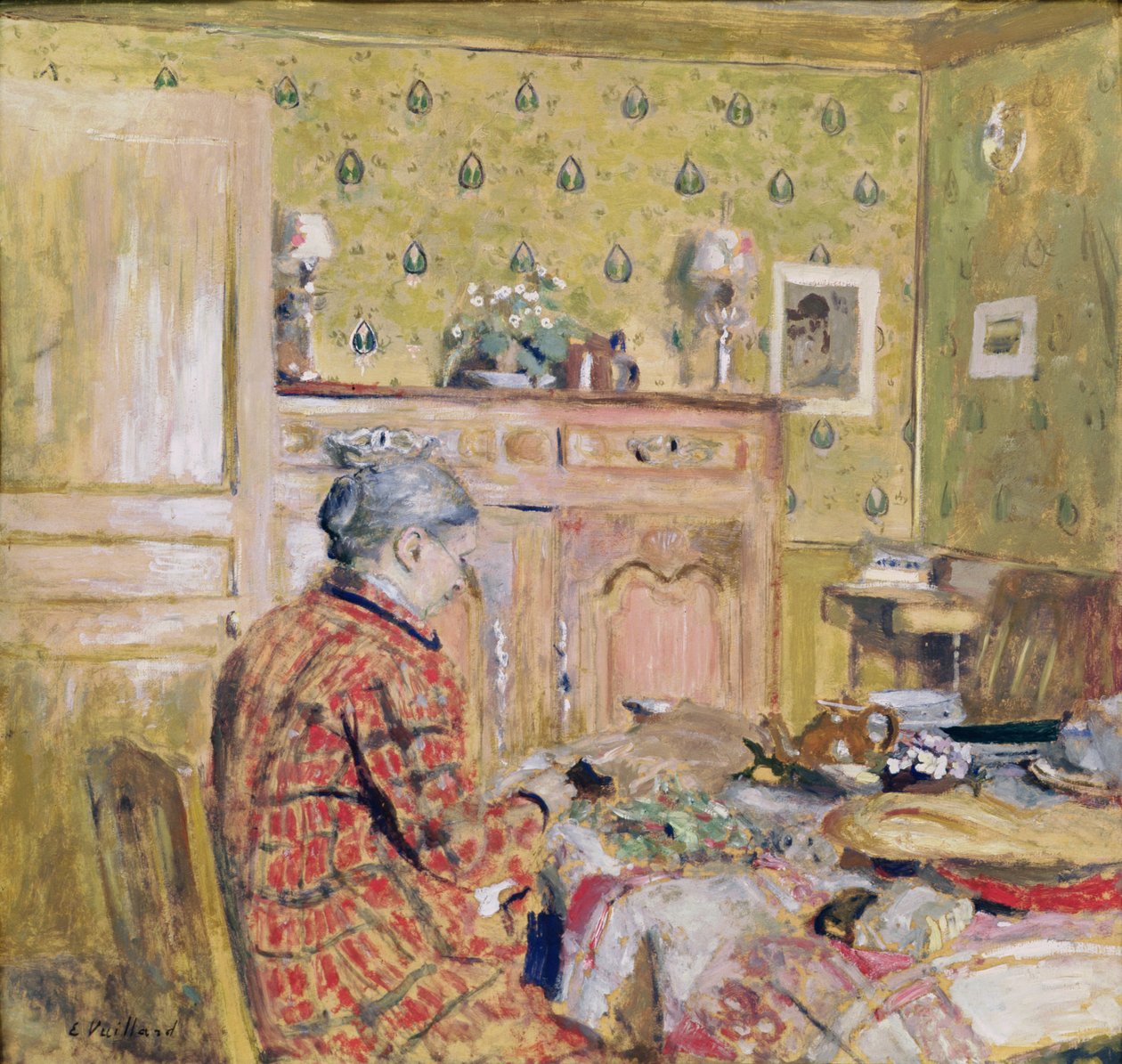 A művész anyja reggelizik, 1899-1904 (olaj, karton) alkotó: Edouard Vuillard