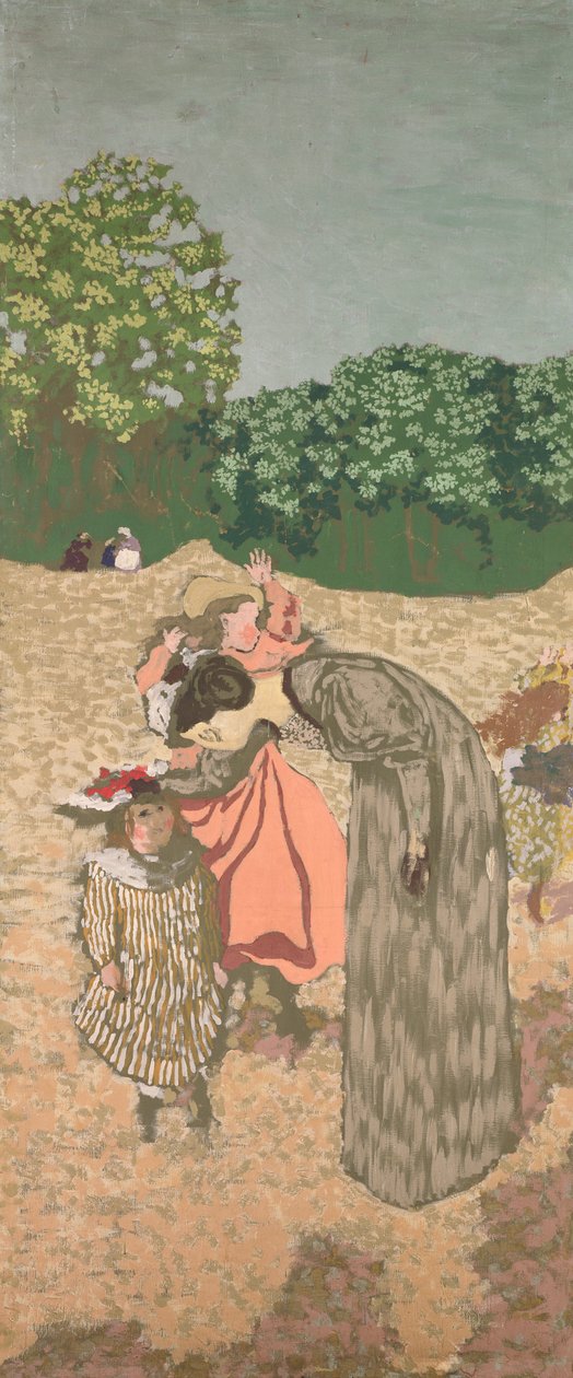 A közkertek: (tempera, vászon): A kérdezősködés, 1894 alkotó: Edouard Vuillard