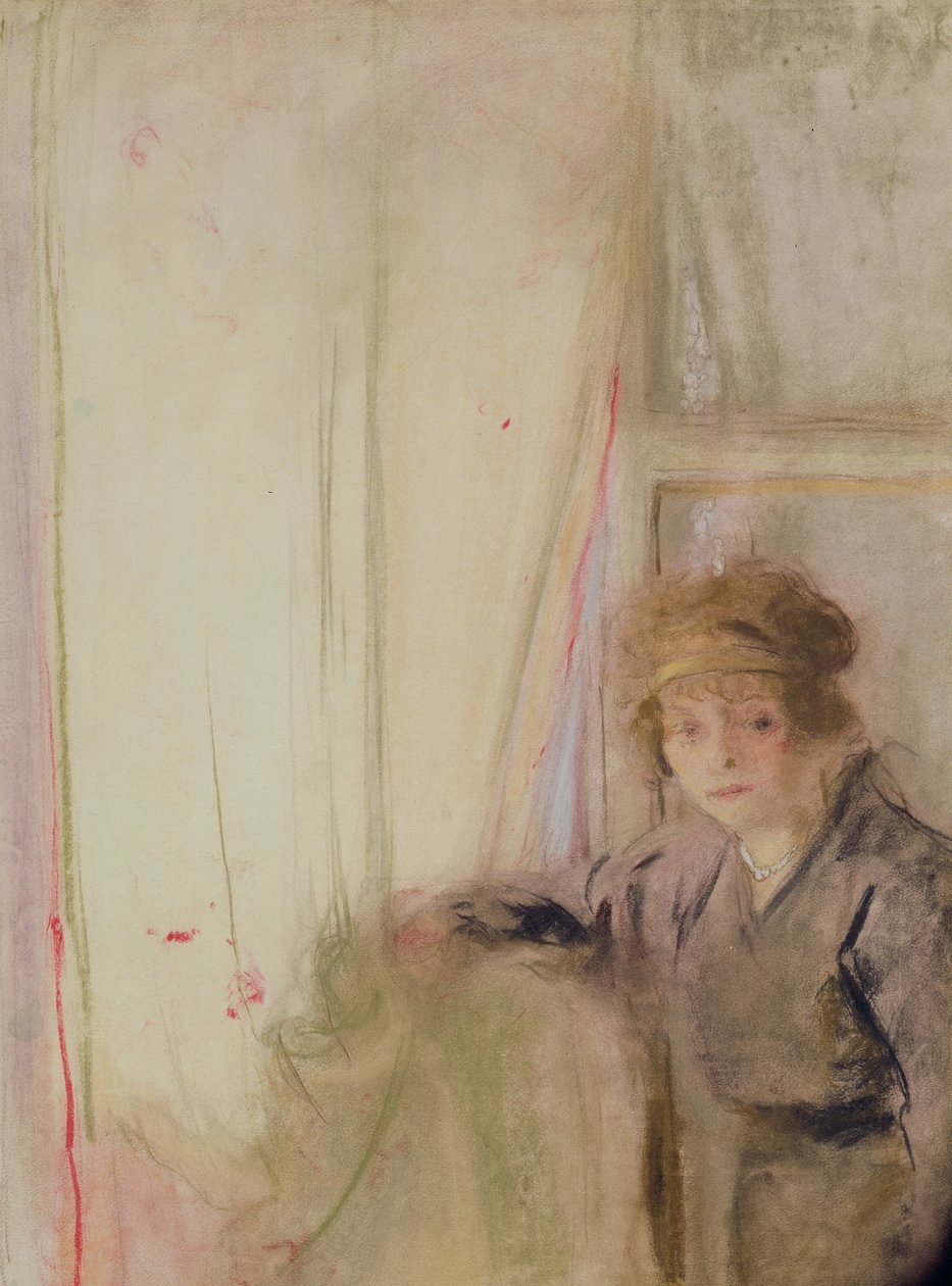 Nő az ablakhoz dőlve (pasztell, papíron) alkotó: Edouard Vuillard