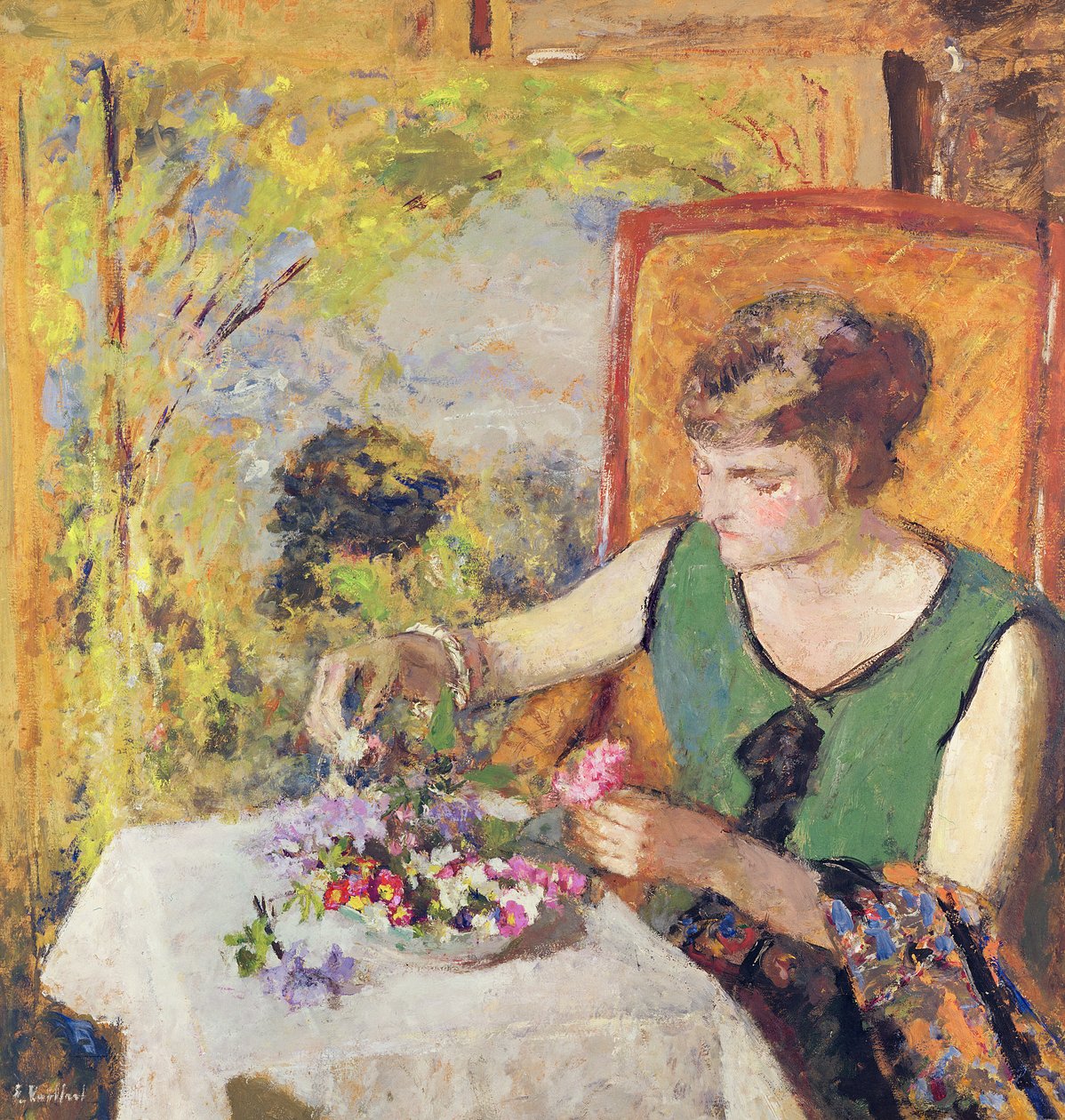 Nő virágcsokorral, 1925 alkotó: Edouard Vuillard