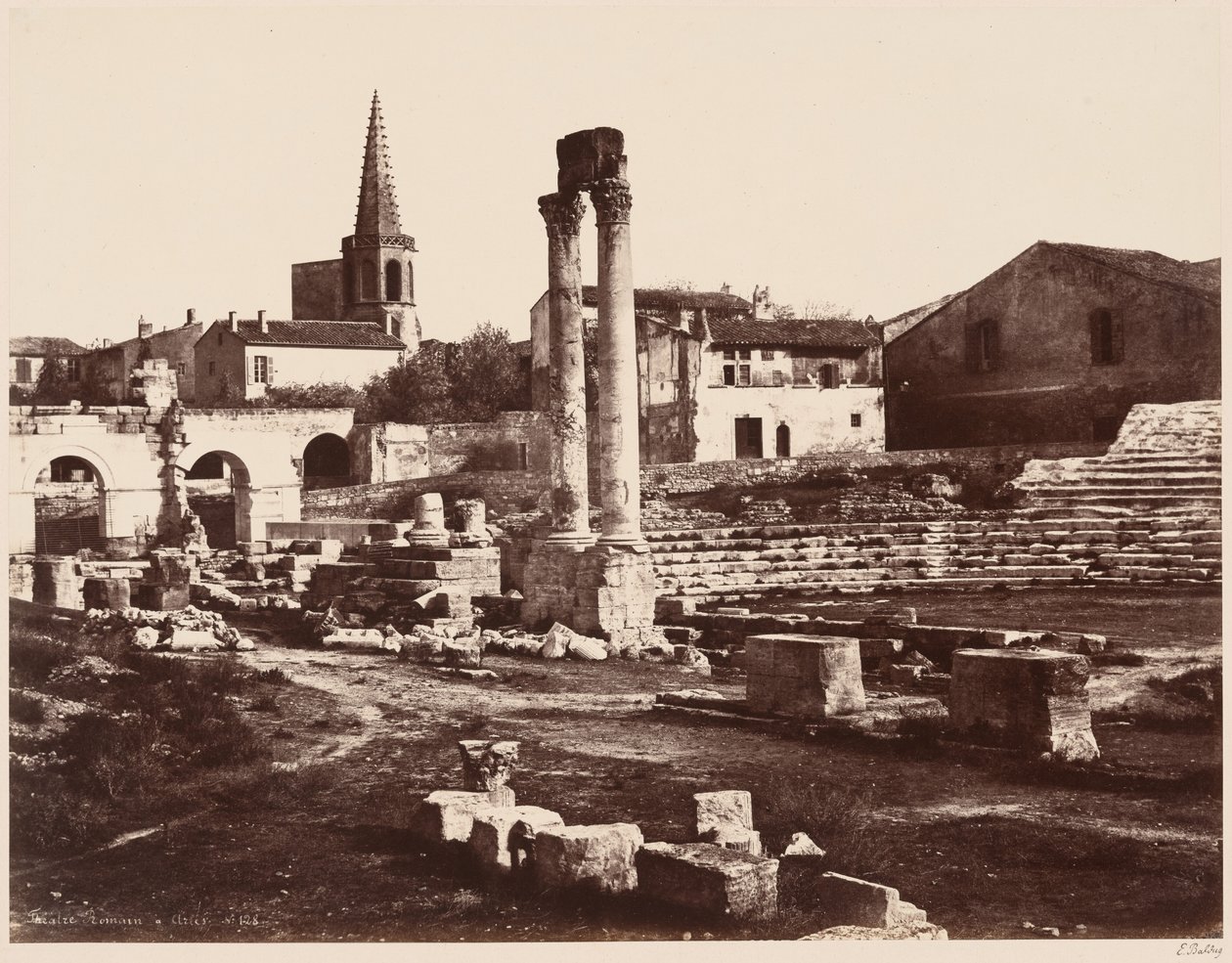 Theatre Romain a Arles (Római színház Arles-ban),c. 1855 (fénykép) alkotó: Edouard Denis Baldus