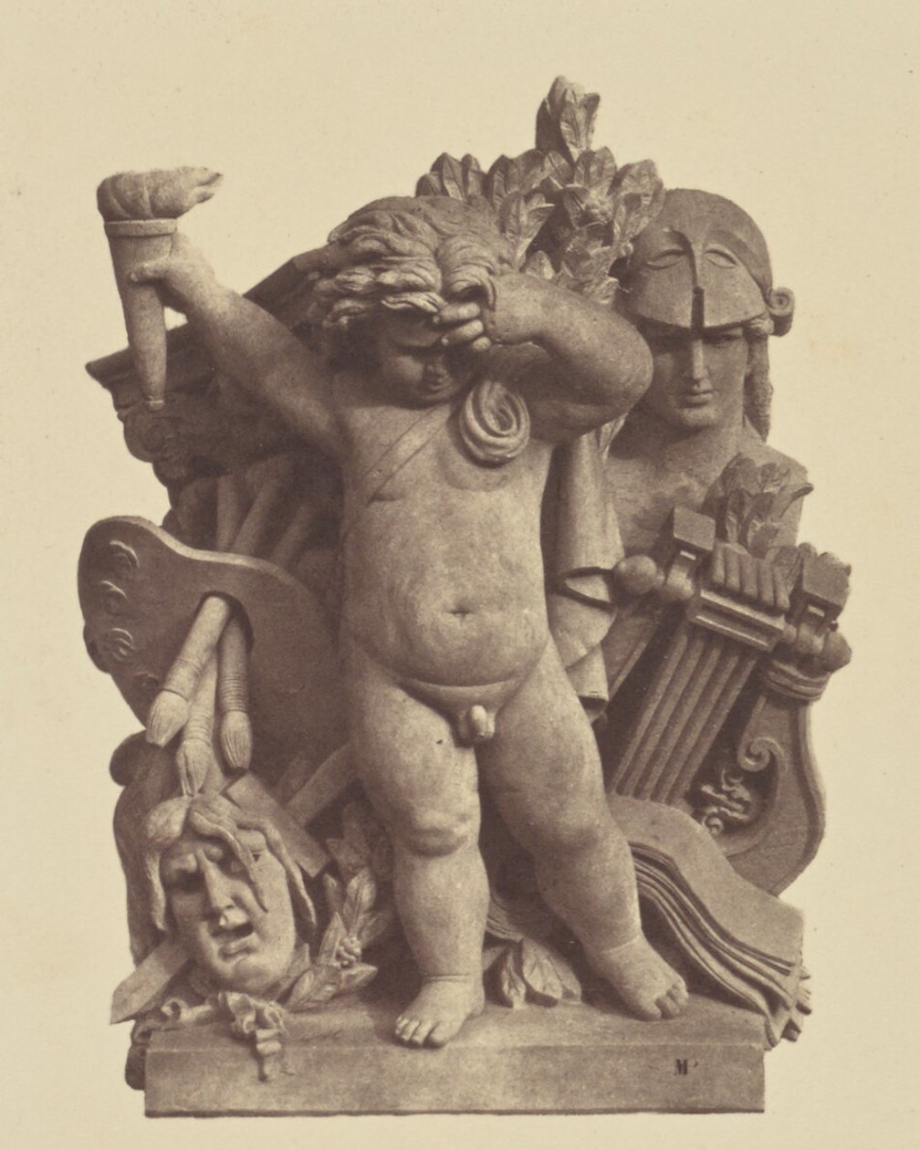 ["Les Beaux-arts", Nicolas Guillemin szobra, a Louvre díszítése, Párizs] alkotó: Édouard Baldus